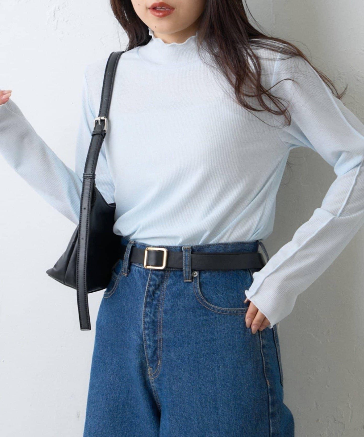 【場合】帶透視羅紋T恤連體褲