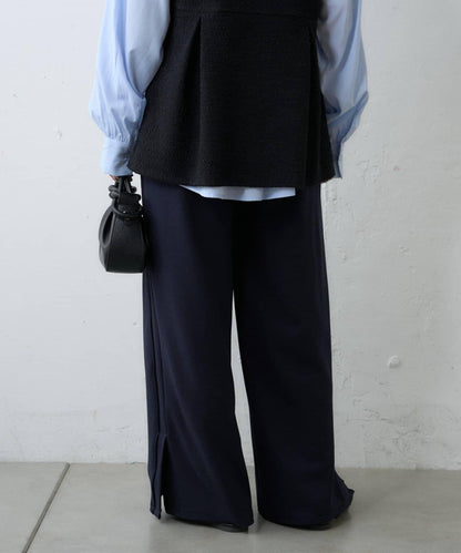 【場合】帶粗花呢馬甲拼接滾邊長褲