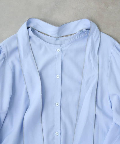 配色滾邊蝴蝶結領襯衫