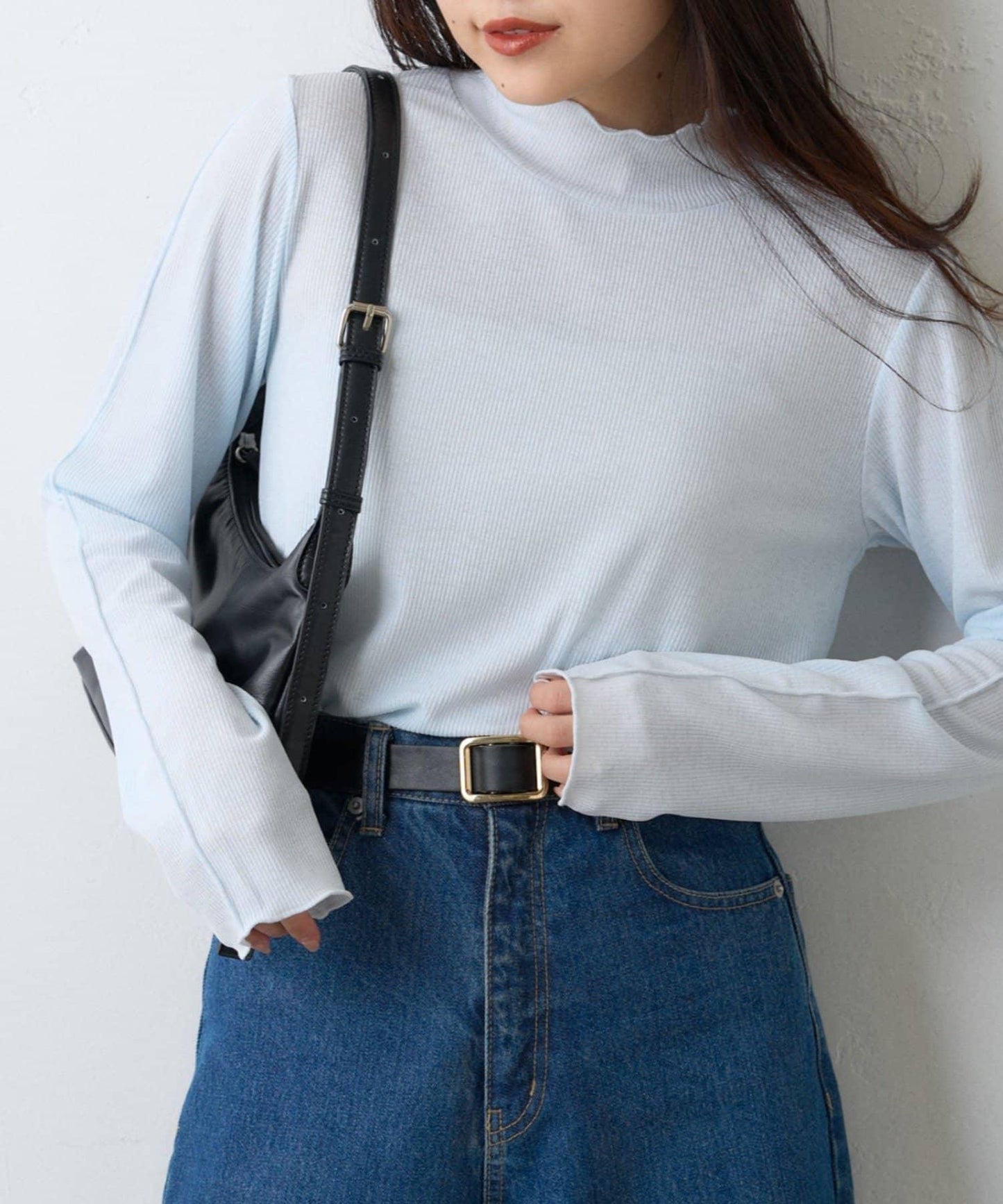 【場合】帶透視羅紋T恤連體褲