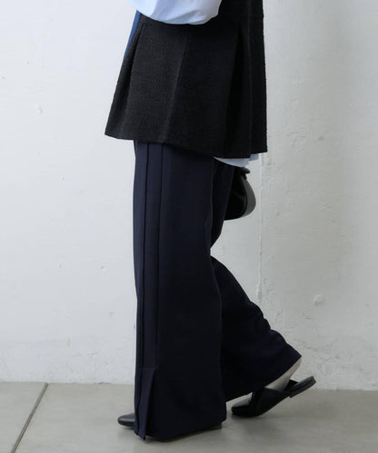 【場合】帶粗花呢馬甲拼接滾邊長褲