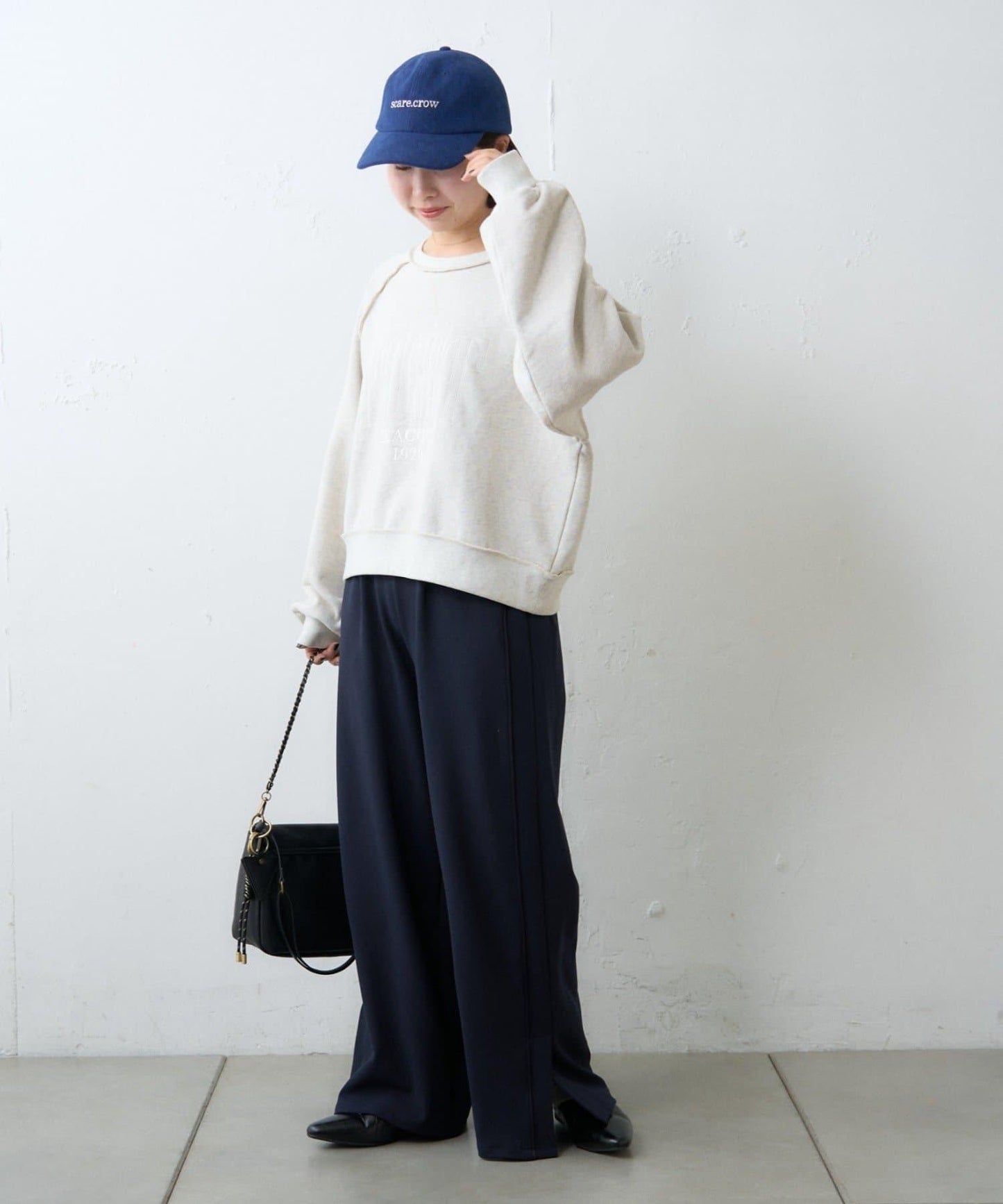 【場合】帶粗花呢馬甲拼接滾邊長褲