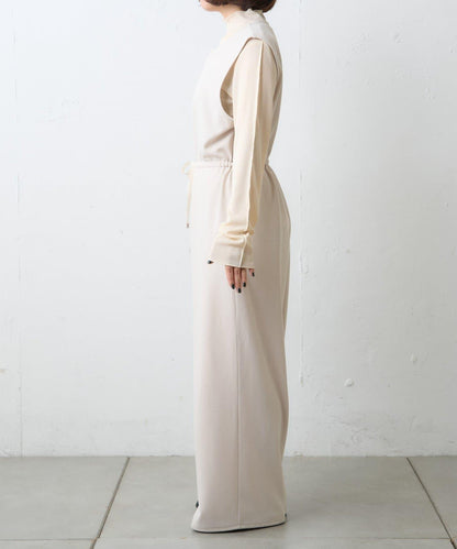 【場合】帶透視羅紋T恤連體褲