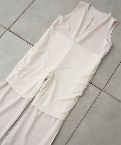 【場合】帶透視羅紋T恤連體褲