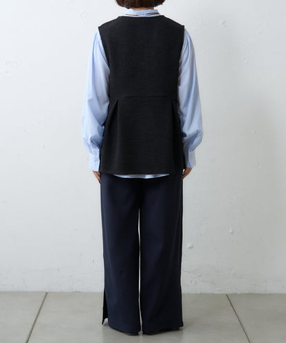 【場合】帶粗花呢馬甲拼接滾邊長褲