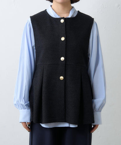 【場合】帶粗花呢馬甲拼接滾邊長褲