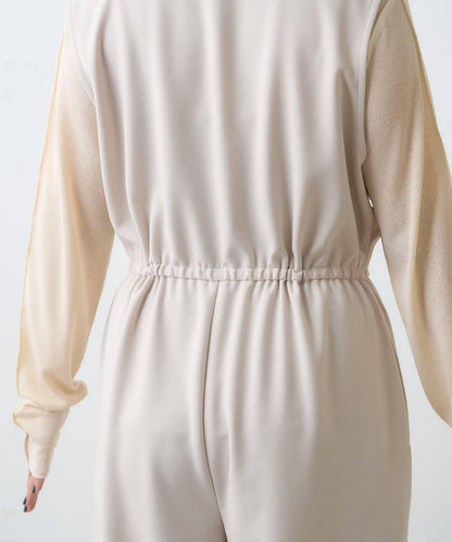 【場合】帶透視羅紋T恤連體褲