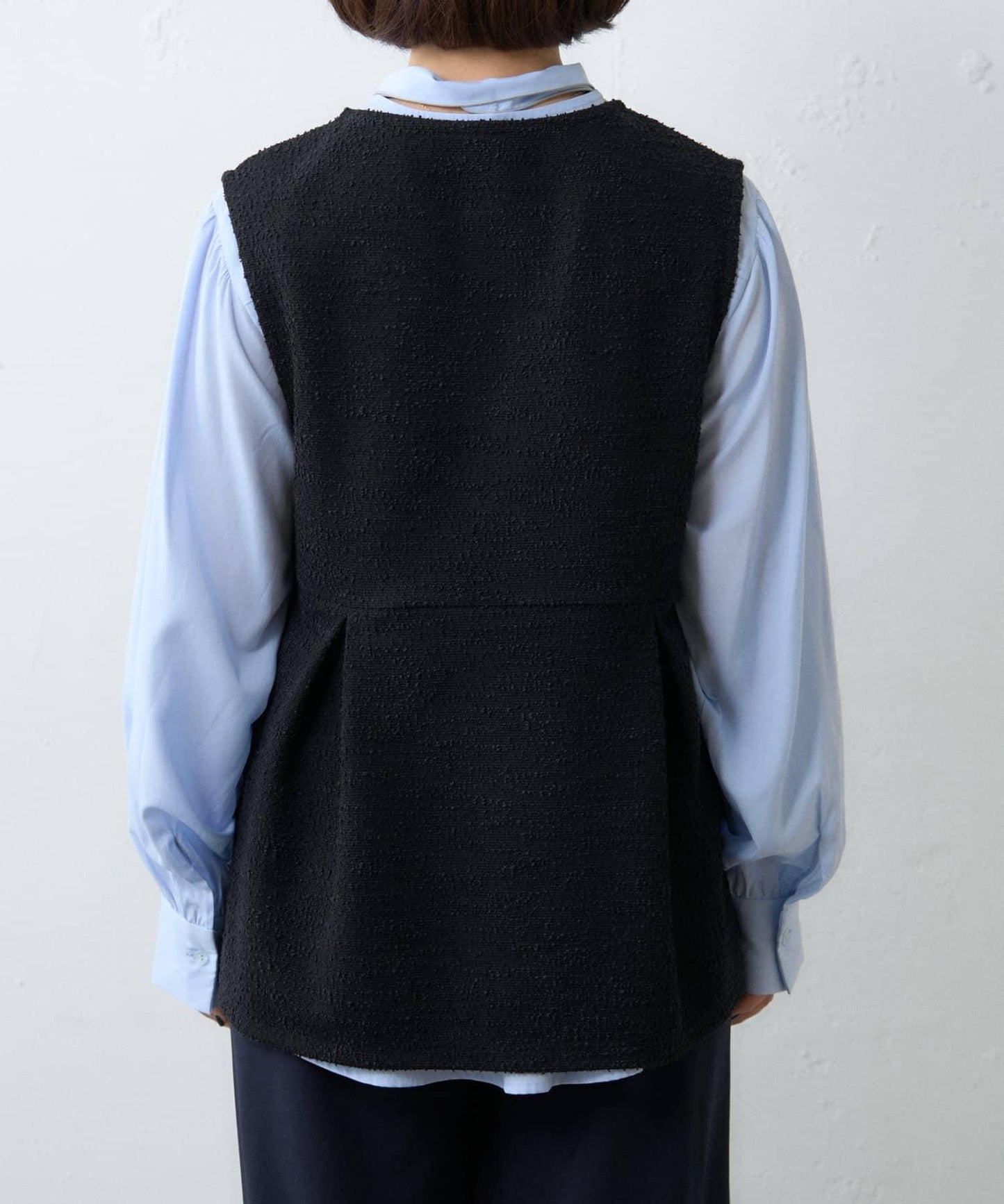 【場合】帶粗花呢馬甲拼接滾邊長褲