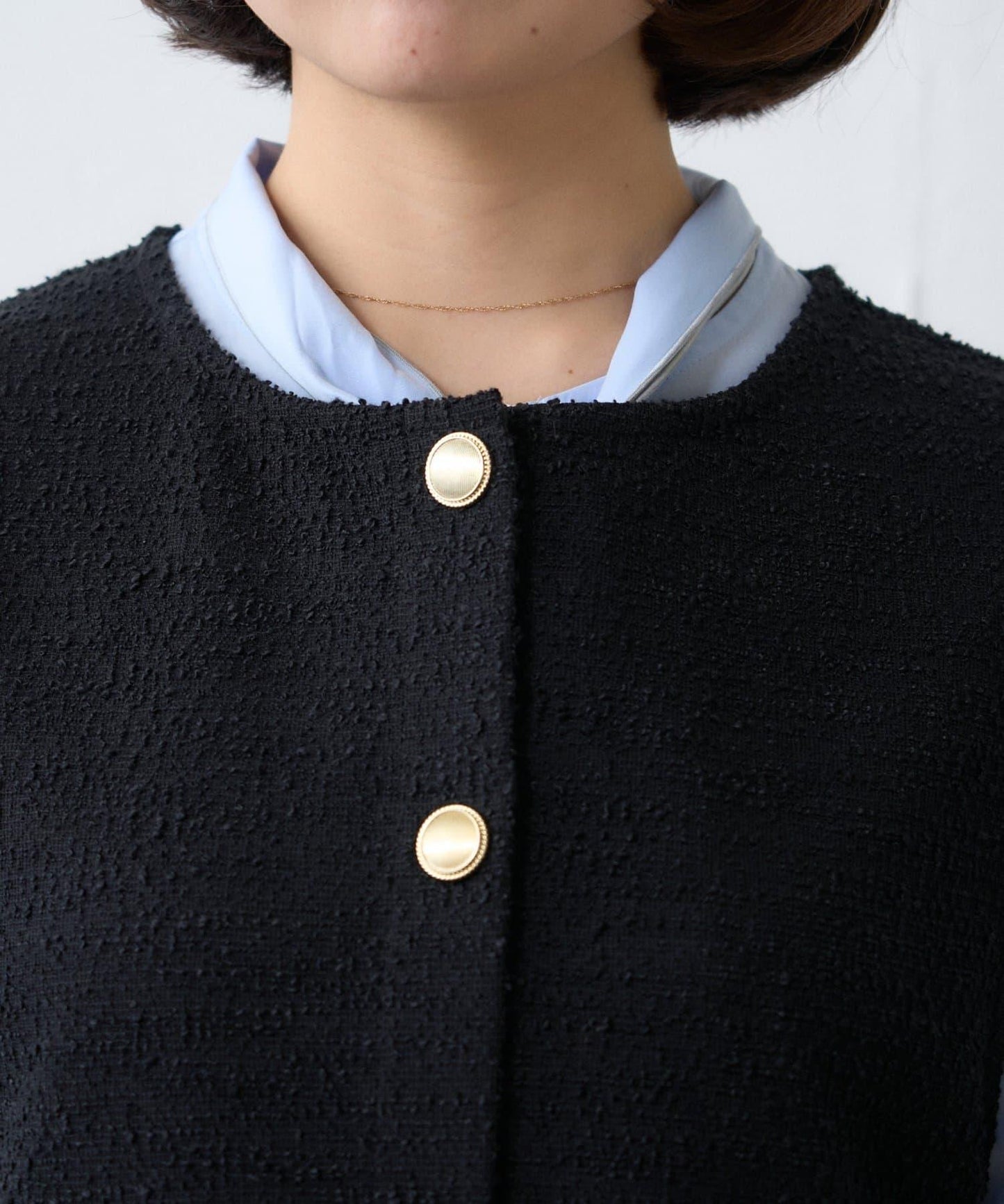 【場合】帶粗花呢馬甲拼接滾邊長褲