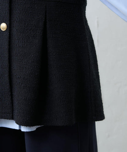 【場合】帶粗花呢馬甲拼接滾邊長褲