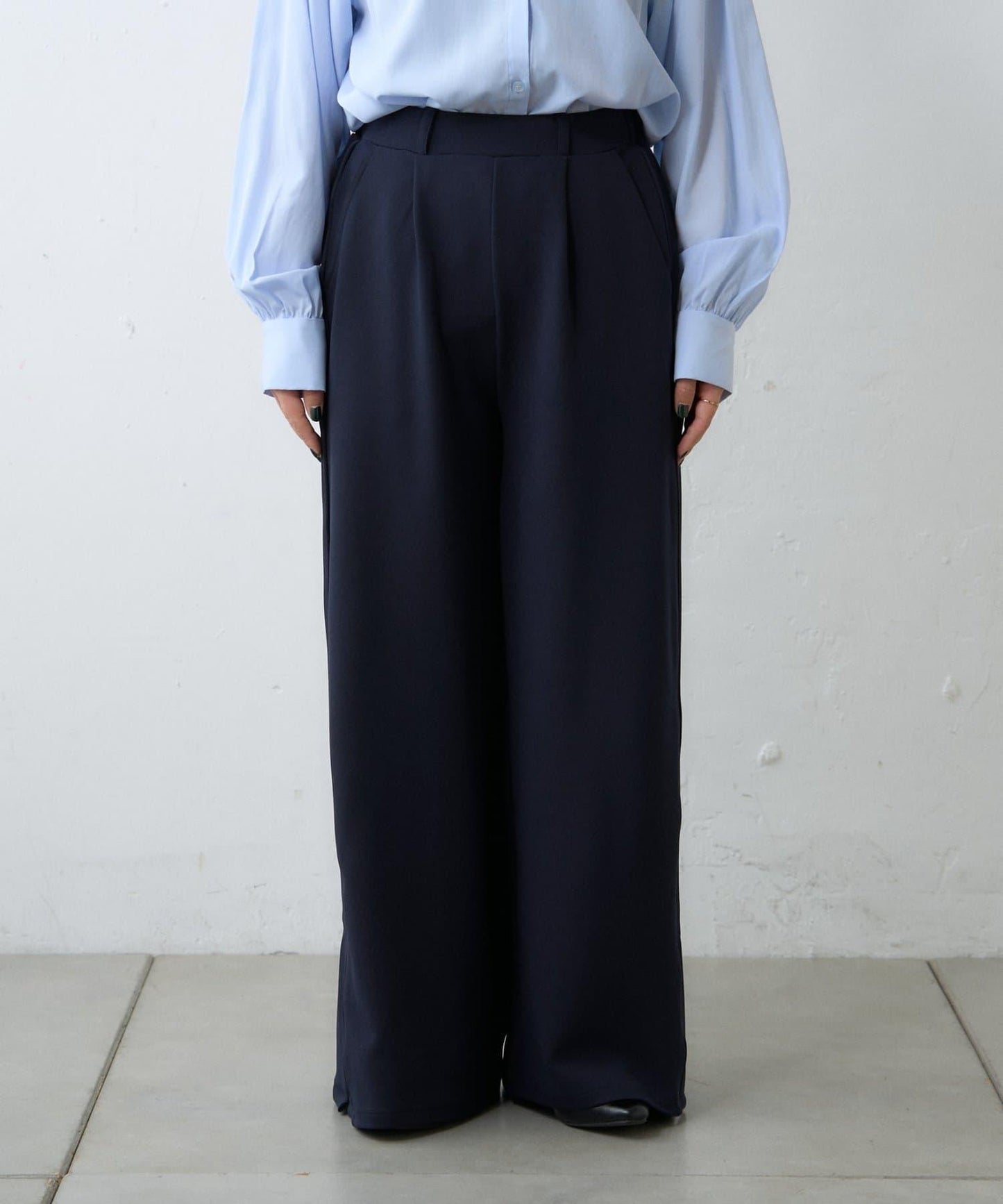 【場合】帶粗花呢馬甲拼接滾邊長褲