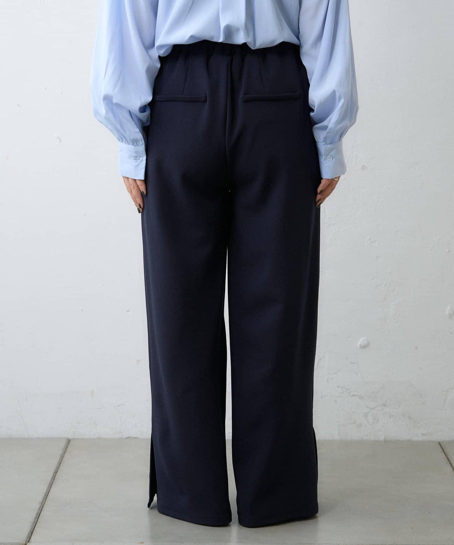 【場合】帶粗花呢馬甲拼接滾邊長褲