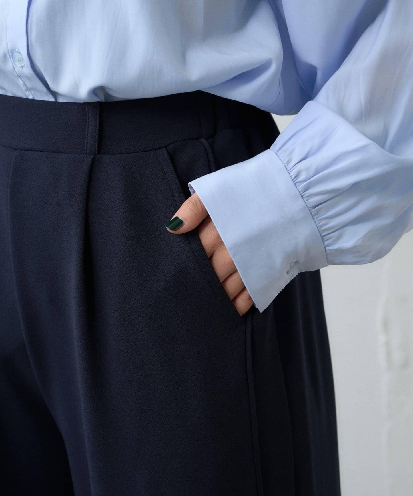 【場合】帶粗花呢馬甲拼接滾邊長褲