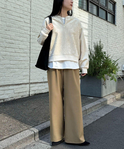 毛圈針織半拉鍊套頭衫