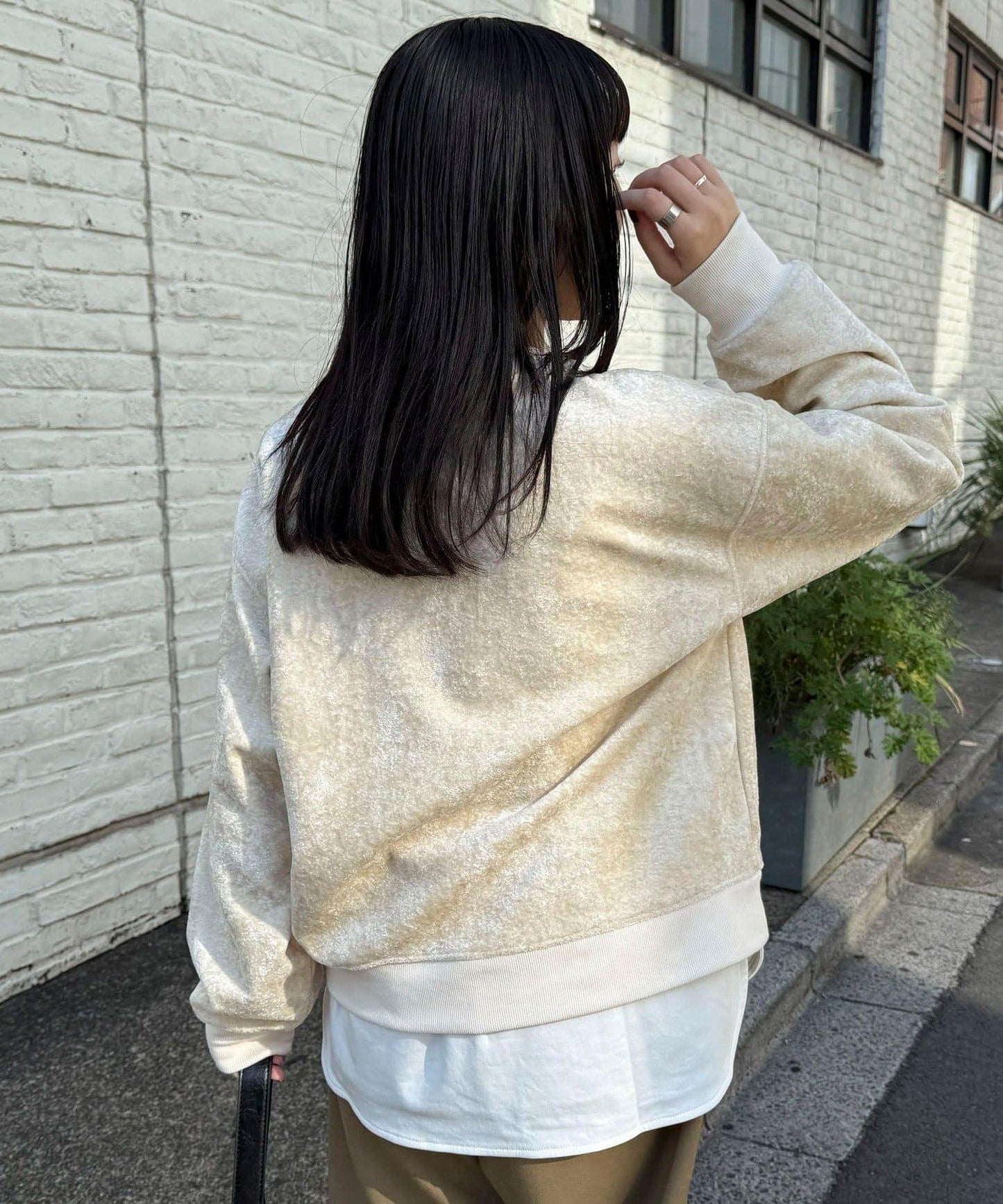 毛圈針織半拉鍊套頭衫