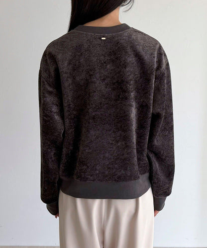 毛圈針織半拉鍊套頭衫