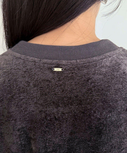 毛圈針織半拉鍊套頭衫