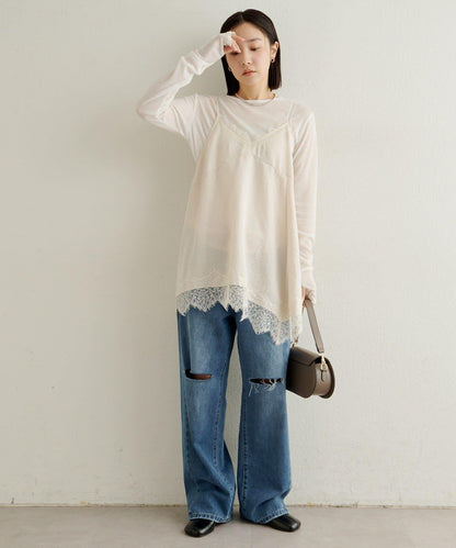 蕾絲吊帶長款上衣