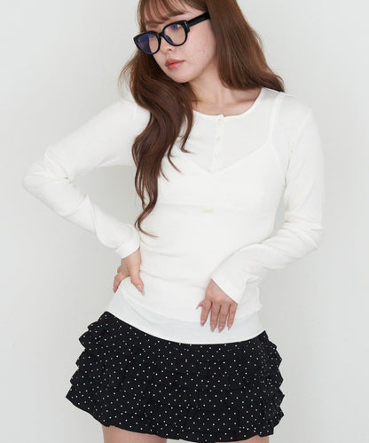 RAY CASSIN 亨利領疊穿風格 披裹設計 吊帶背心