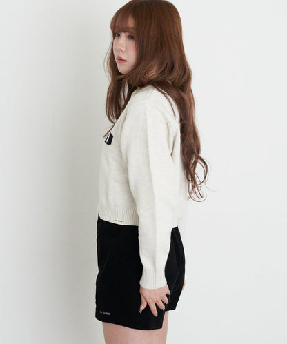 標誌合身針織上衣