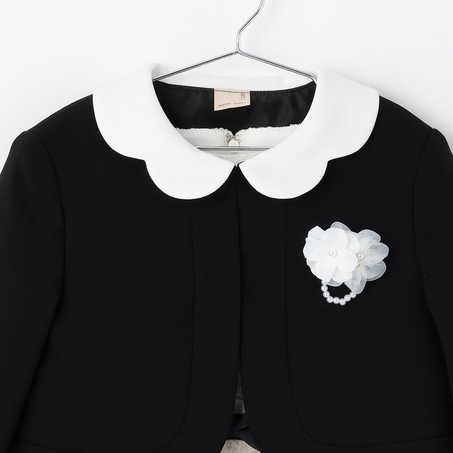 提花蝴蝶結連衣裙+帶領夾克套裝