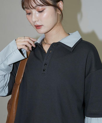 層疊風格襯衫式POLO上衣