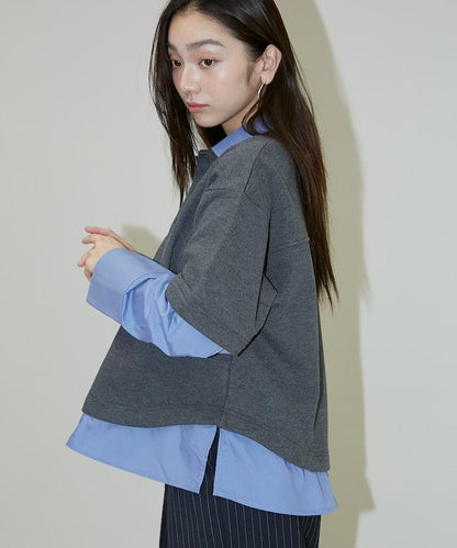 層疊風格襯衫式POLO上衣