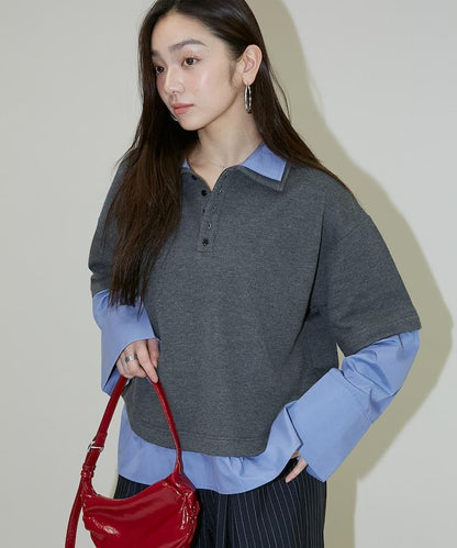 層疊風格襯衫式POLO上衣