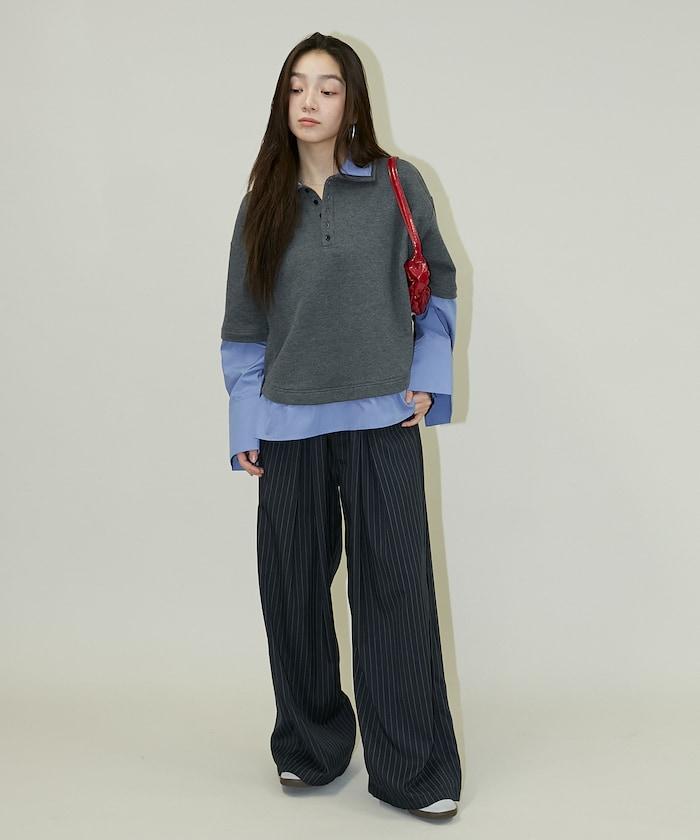 層疊風格襯衫式POLO上衣