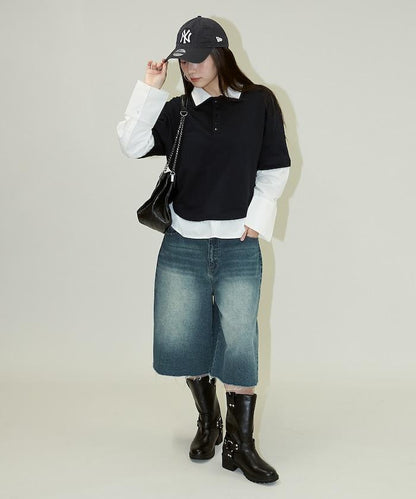 層疊風格襯衫式POLO上衣
