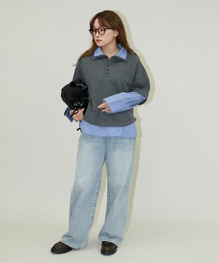 層疊風格襯衫式POLO上衣