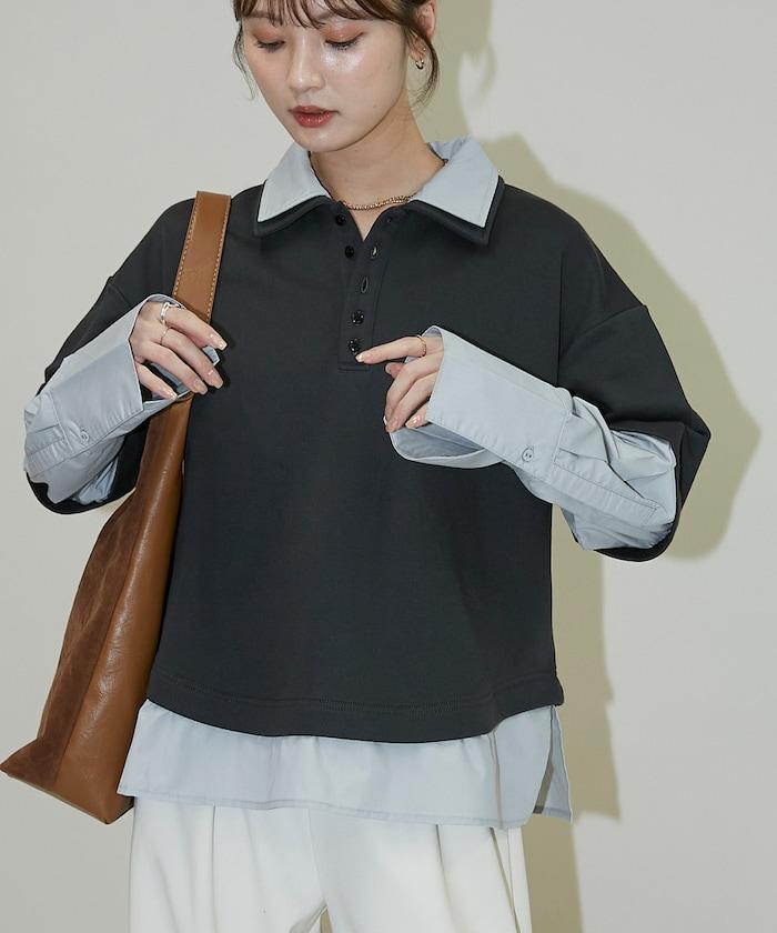 層疊風格襯衫式POLO上衣