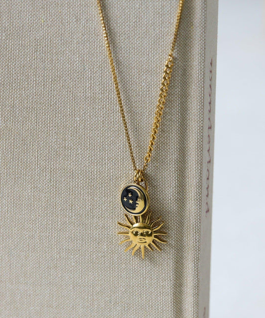 《金屬過敏適用/不鏽鋼》太陽與月亮項鍊