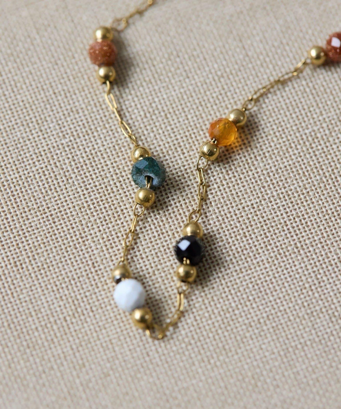 金屬過敏適用/不鏽鋼 棕色石手鍊