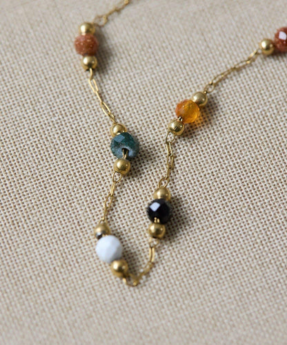 金屬過敏適用/不鏽鋼 棕色石手鍊