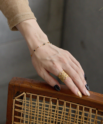 金屬過敏適用/不鏽鋼 棕色石手鍊