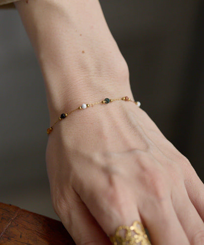 金屬過敏適用/不鏽鋼 棕色石手鍊