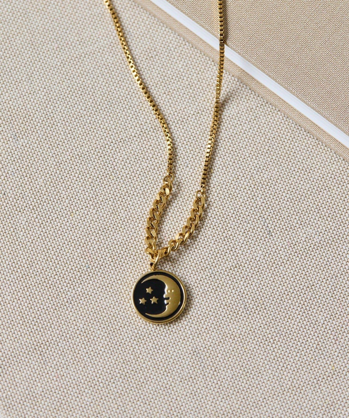 《金屬過敏適用/不鏽鋼》太陽與月亮項鍊