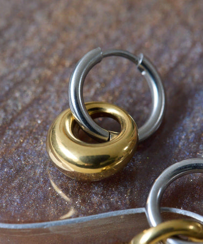 《金屬過敏適用/不鏽鋼》寬環雙色耳環