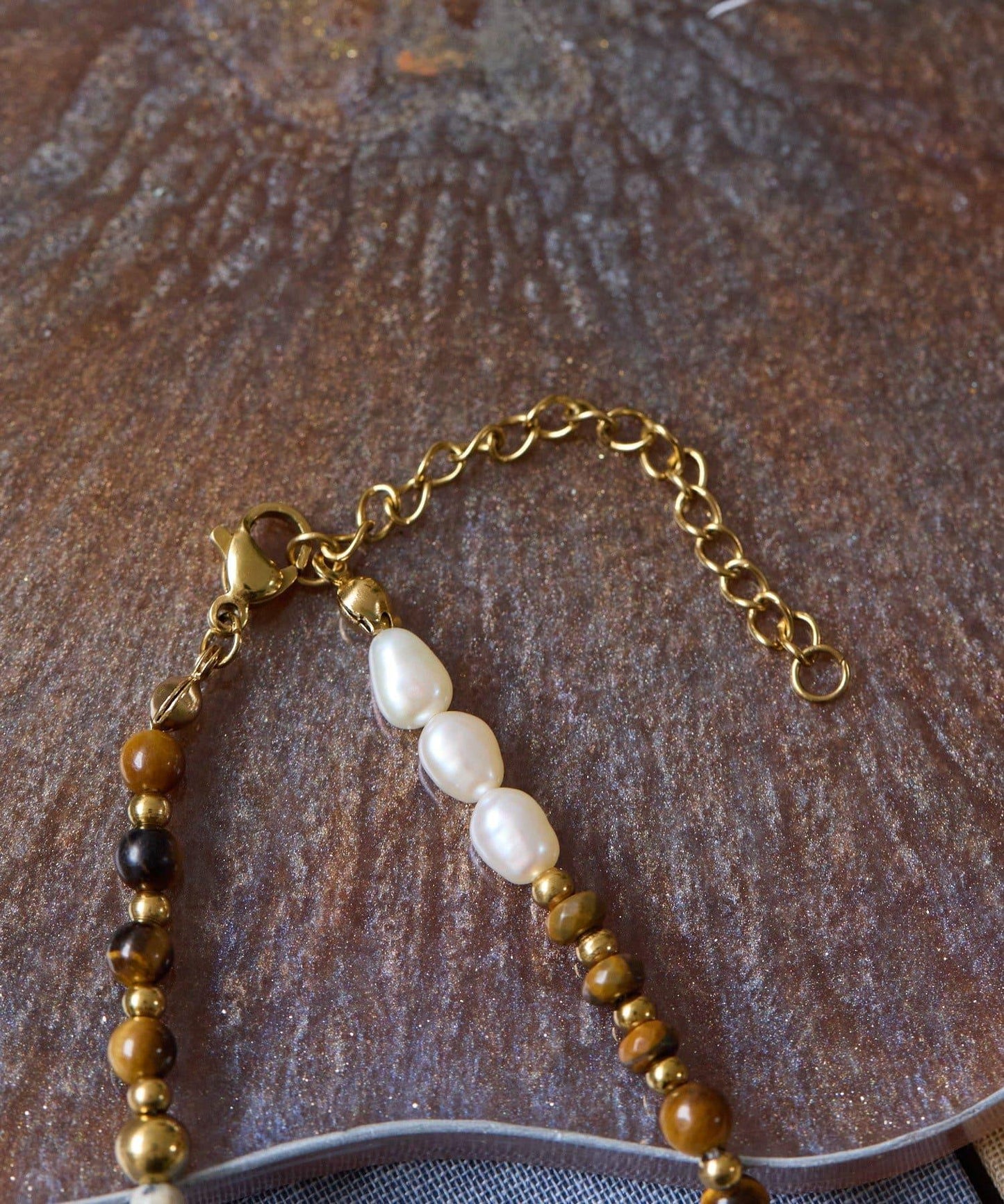 《金屬過敏適用/不鏽鋼》天然石×鏈條套裝項鍊