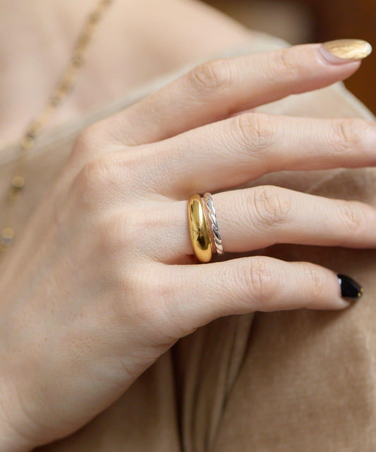 金屬過敏適用/不鏽鋼雙色套裝戒指