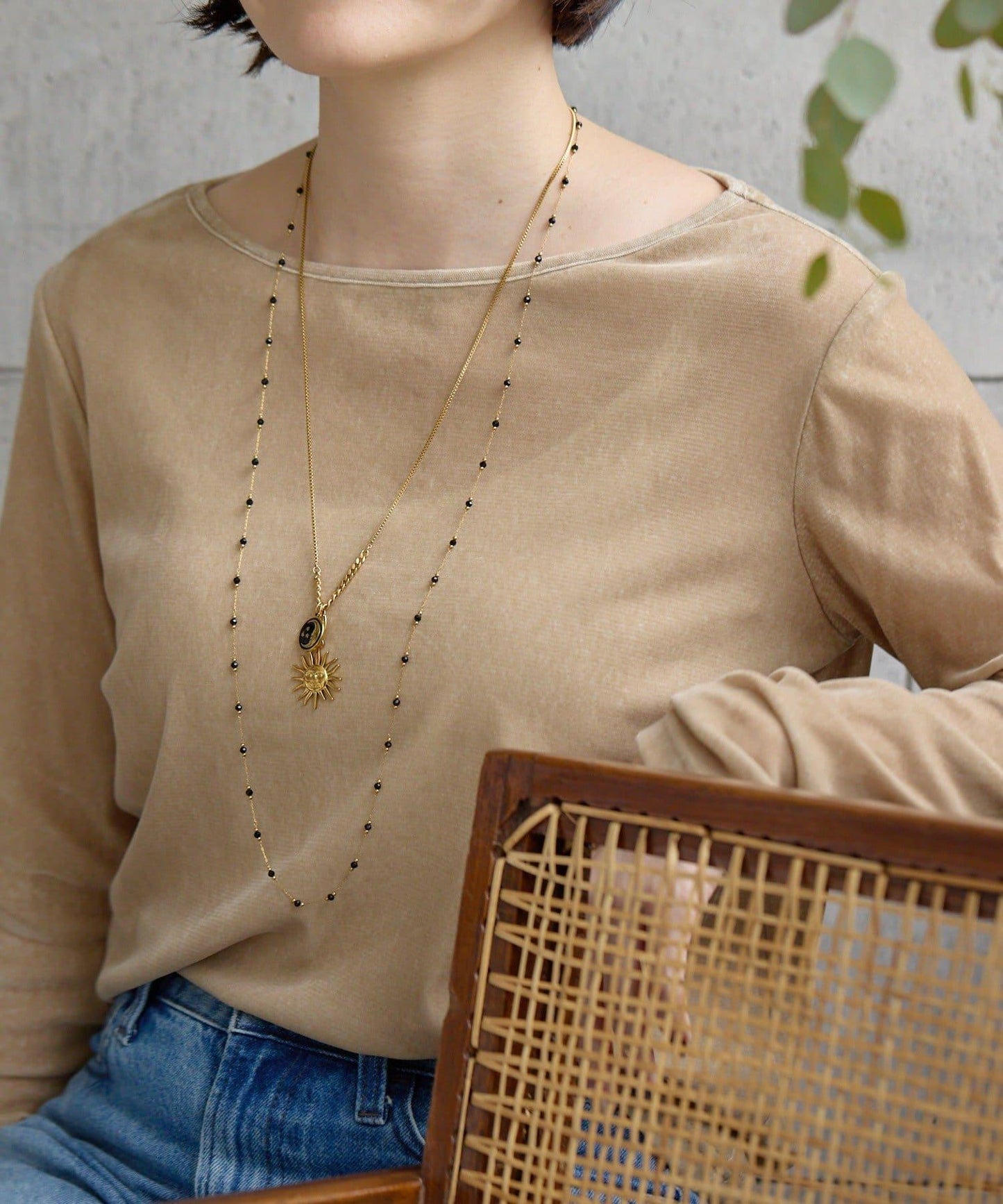 《金屬過敏適用/不鏽鋼》太陽與月亮項鍊