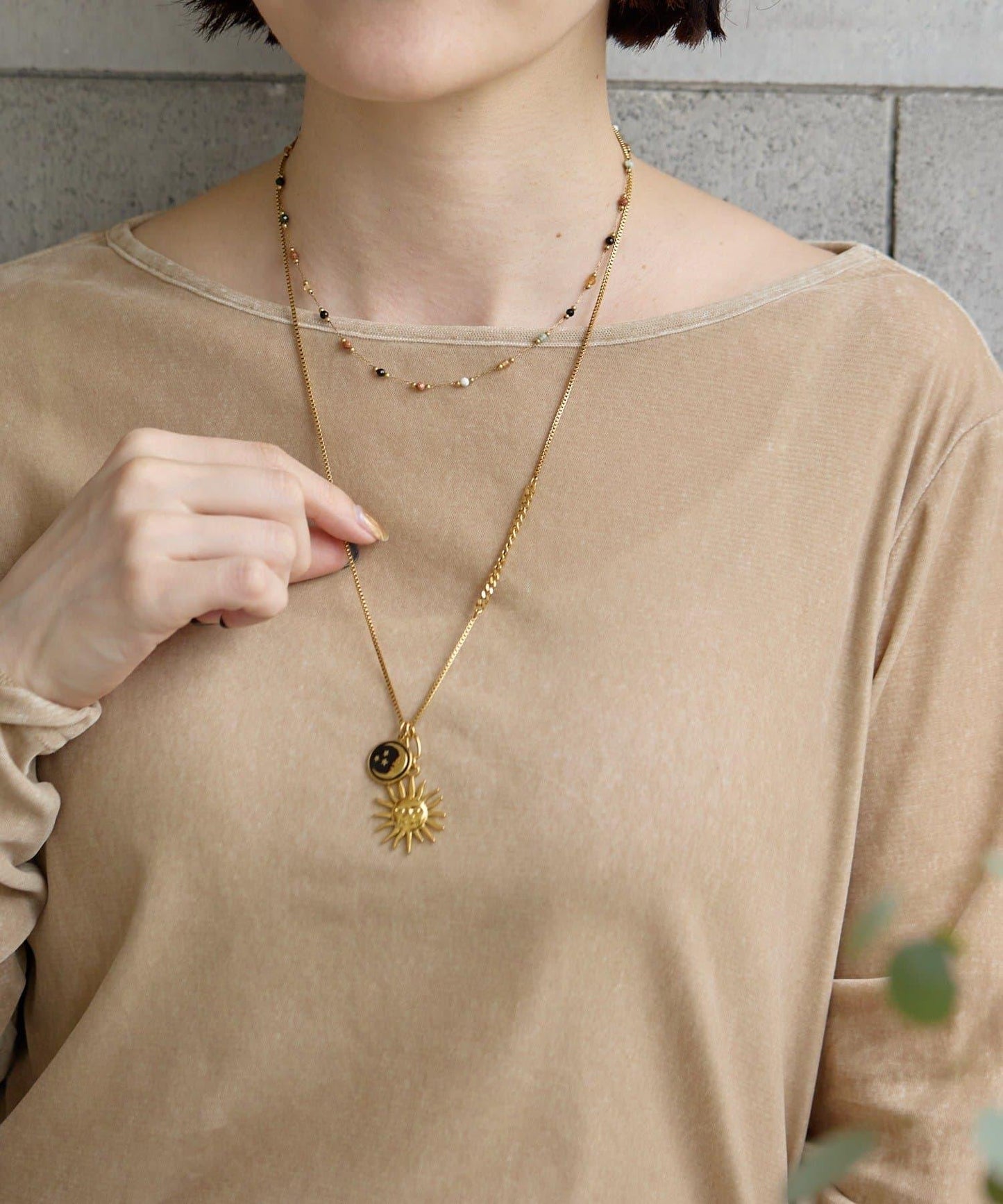 《金屬過敏適用/不鏽鋼》太陽與月亮項鍊