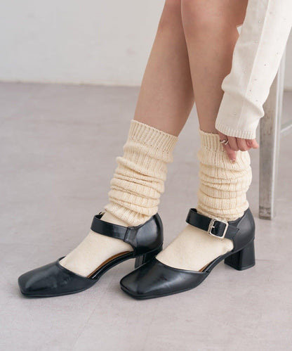 方扣方頭高跟鞋