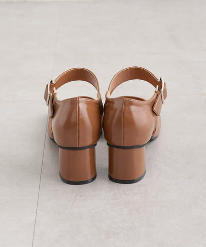 方扣方頭高跟鞋