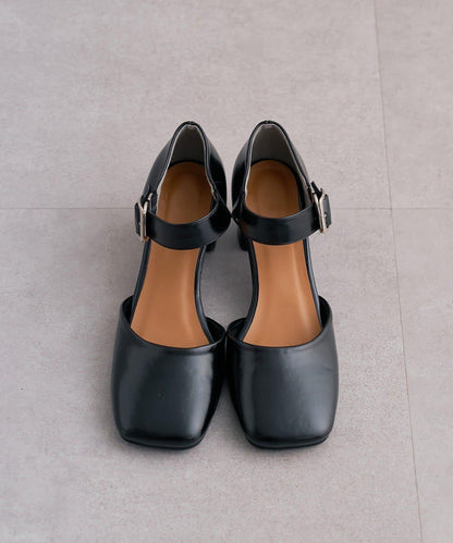 方扣方頭高跟鞋
