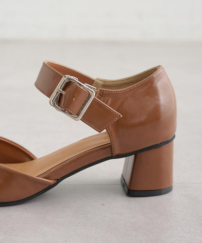 方扣方頭高跟鞋