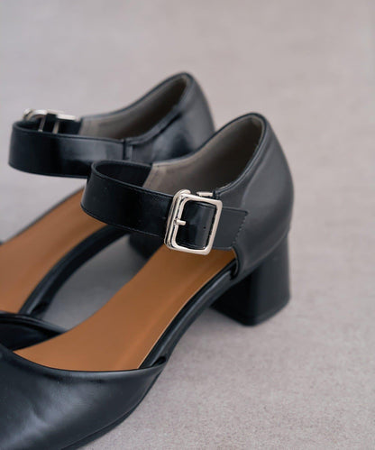 方扣方頭高跟鞋
