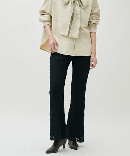 軟蕾絲拼接長褲