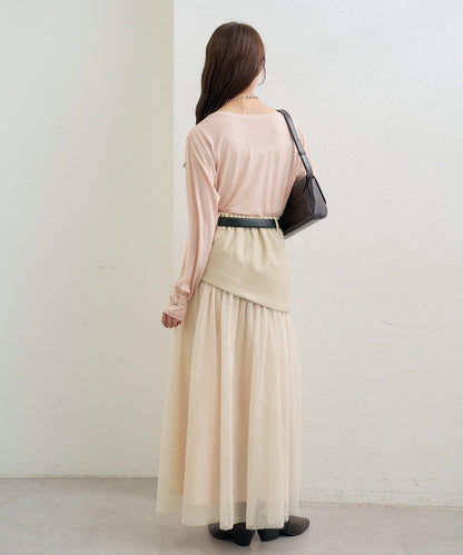 拼接網紗半身裙